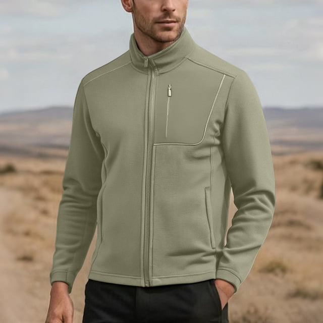RKSTN Jackets for Men Color-Blocking Fashionable Long Sleeve Casual Zip Up LightweightFall Lapel Coat with Pockets