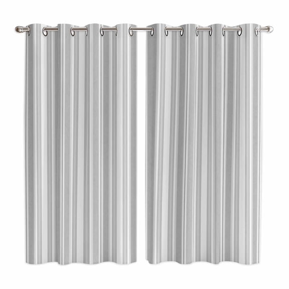 Gray Stripes Kitchen Curtains Window Panels, Vintage Minimalist Lines Texture Insulated Window Treatment Curtain, Grommet Curtains for Bedroom/Living Room/Bathroom, 2 Piece 42"Wx63"L
