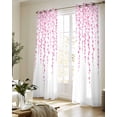 thumbnail image 5 of Pink Polka Dots Sheer Curtains 84 Inch Length 2 Panels Set for Living Room/Bedroom, Vintage Abstract Art Watercolor Kitchen Curtains Grommet Semi-Sheer Curtains Drapes Window Treatments 52"x84"x2, 5 of 7