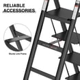thumbnail image 3 of Tenozek 4 Step Ladder, Retractable Handgrip Folding Step Stool with Anti-Slip Wide Pedal, Aluminum Step Ladders 4 Steps, 300lbs Safety Household Ladder, 3 of 9