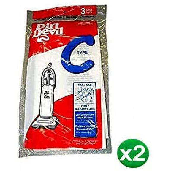 Replacement Part For Dirt Devil type C vacuum bags compatible With Upright Deluxe, 7200, 8200 Models 6PK # 3700147001