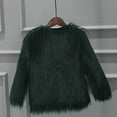 thumbnail image 4 of SEAOPEN Girl's Faux Fur Fleece Solid Jacket Outwear Long Sleeve Open Front Warm Coat Jacket Green,XL, 4 of 5
