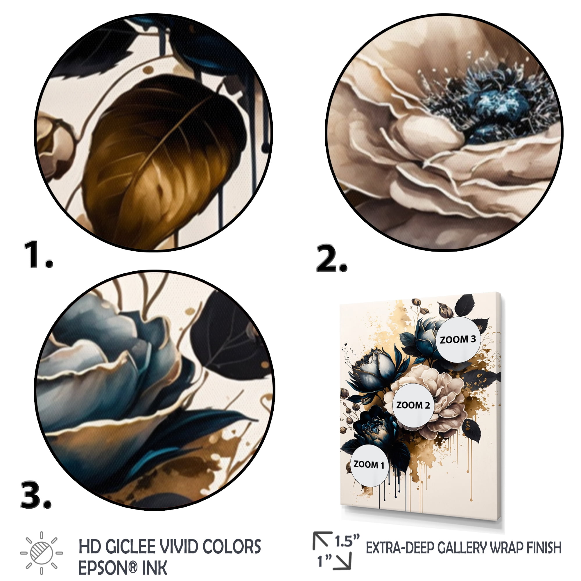 Designart Black And White Rose Design II Canvas Wall Art