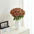 thumbnail image 2 of 15PCS Artificial Silk Flowers Realistic Roses Bouquet Long Stem for Home Wedding Decoration Party（Coffee）, 2 of 6