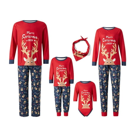 

QILINXUAN Christmas Pajamas for Family 2022 Matching Pajamas Plaid Elk Santa Matching Pjs Festival Holiday Xmas Sleepwear Sets