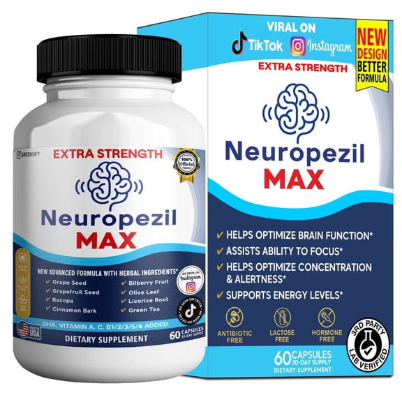 GreenVify Neuropezil Max Brain Support Supplement Capsules, Memory & Focus Formula