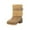 Beige, variant on Knee High Boots Women Fashion Casual Winter Warm Ankle Boots Solid Color Belt Buckle Round Toe Chunky Heel High Heel Ankle Boots