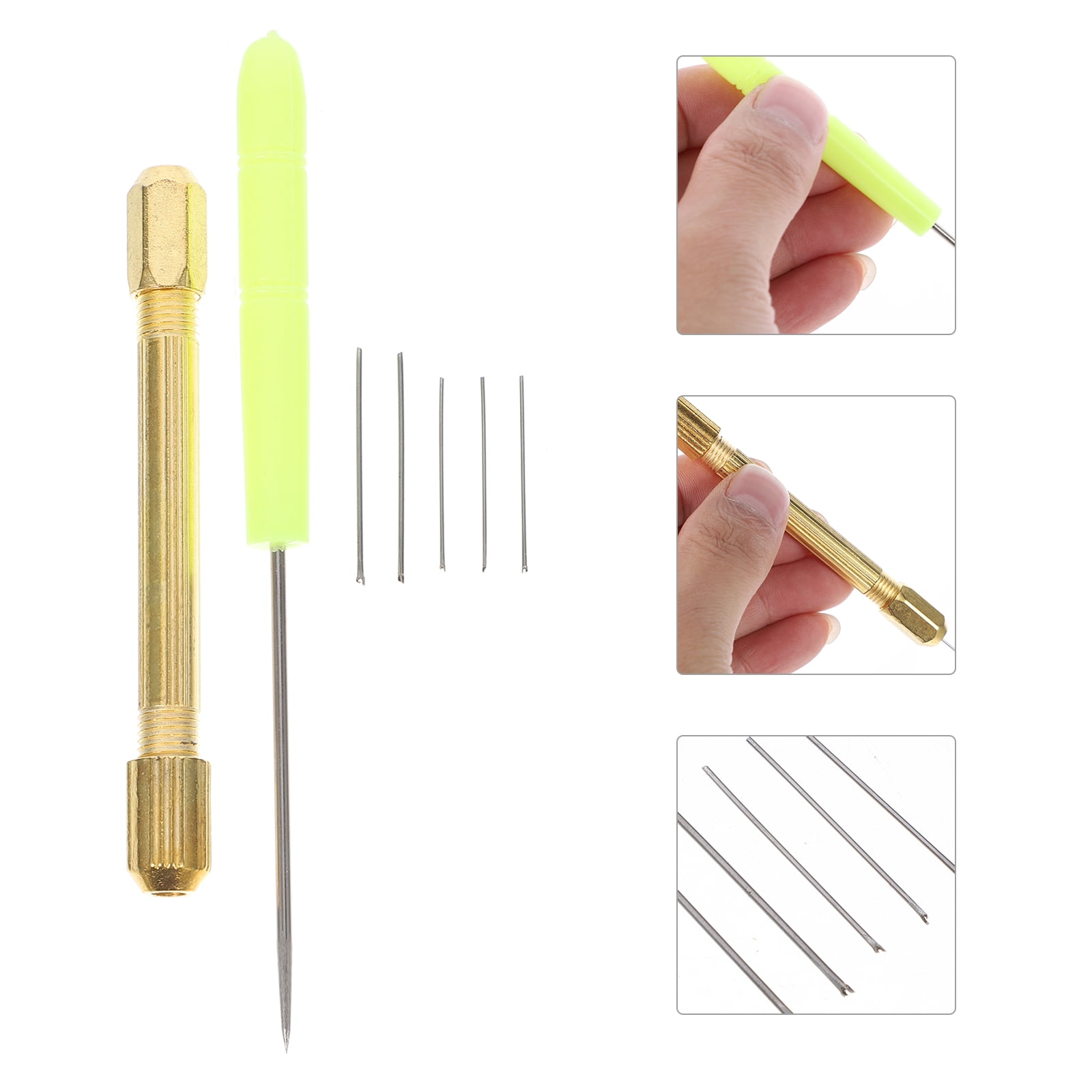 GOOHOCHY Steel Crochet Needles for Wig Implant with Copper Handle 7PCS Assorted Color for Dolls and DIY Projects