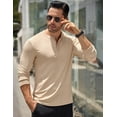 thumbnail image 6 of COOFANDY Men's Long Sleeve Henley Shirts Stretch Ribbed T-Shirts Fashion Casual Basic Tops, 6 of 12