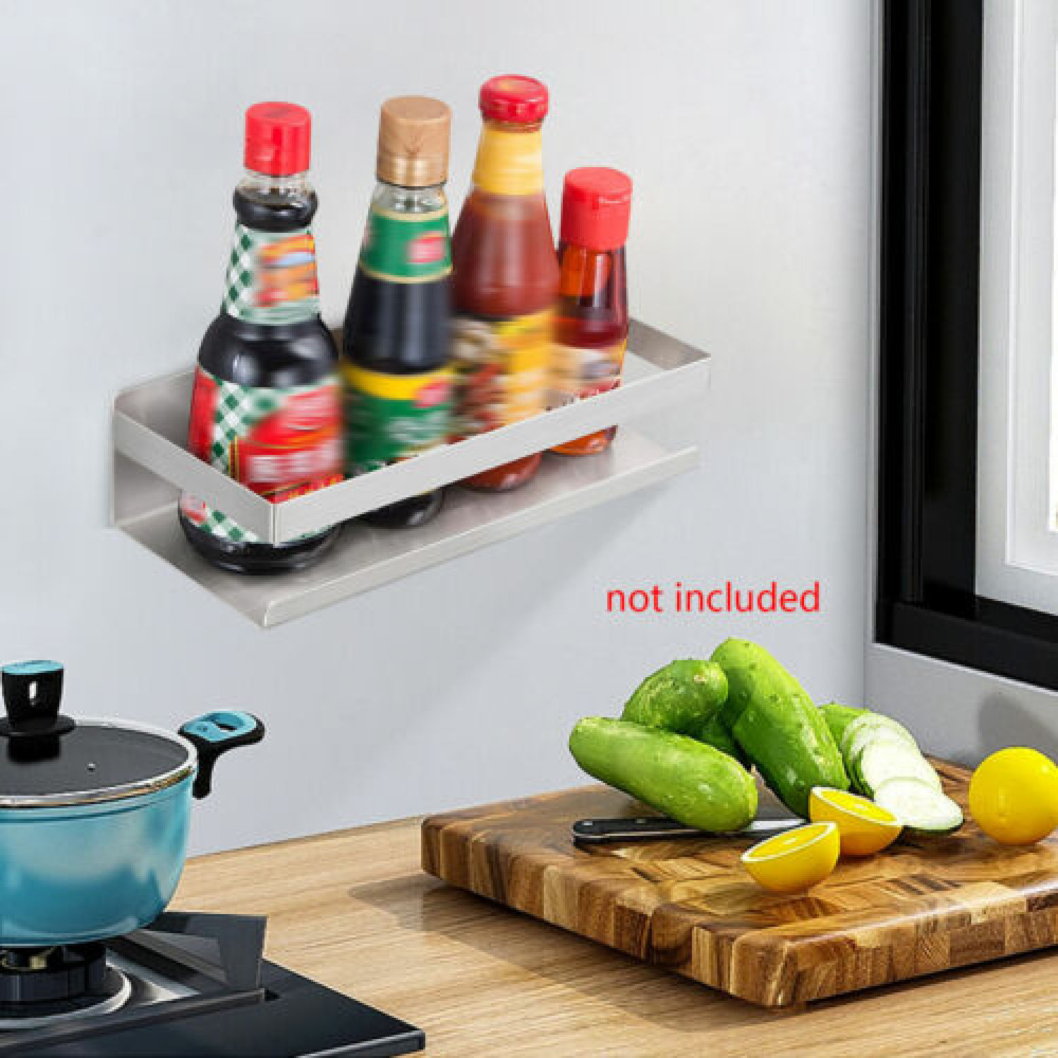 Spice Rack Kitchen Organizer Wall Mounted Shelf Stainless Steel Bath