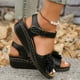 thumbnail image 5 of WILLBEST Sandalias Elegantes Para Mujer Para Uso Diario Informal, Diseño De Punta Abierta Con Detalles Recortados, Tacón De Cuña Y Cierre De Velcro Para Atuendos De Verano., 5 of 6