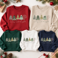 thumbnail image 2 of Personalized Merry and Bright Christmas Sweatshirt, Custom Family Name Crewneck, 2 of 6