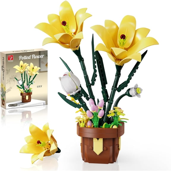 GZBricker Lily Flowers Bouquet Building Set, Compatible with Lego Botanical Collection Home Office Decor for Women Adults Girls 326PCS