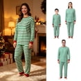 thumbnail image 3 of Matching Family Pajamas Sets Matching Family Pajamas Set Green White Striped Christmas 2 Piece Sleepwear Cozy Long Sleeve Lounge for Men for Holiday, 3 of 8