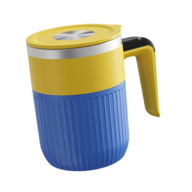 Taza de café con agitador automático Taza con agitador automático con tapa y asa Accesorio Mezclador eléctrico para otras bebidas Senderismo Viajes Amarillo Azul