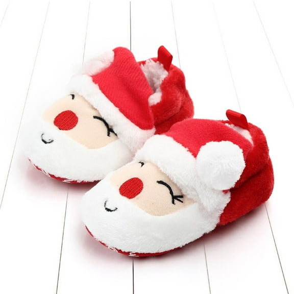 11 Cm Girls Shoes Kids Slippers Toddler Baby Boy Keep Warm Christmas Red