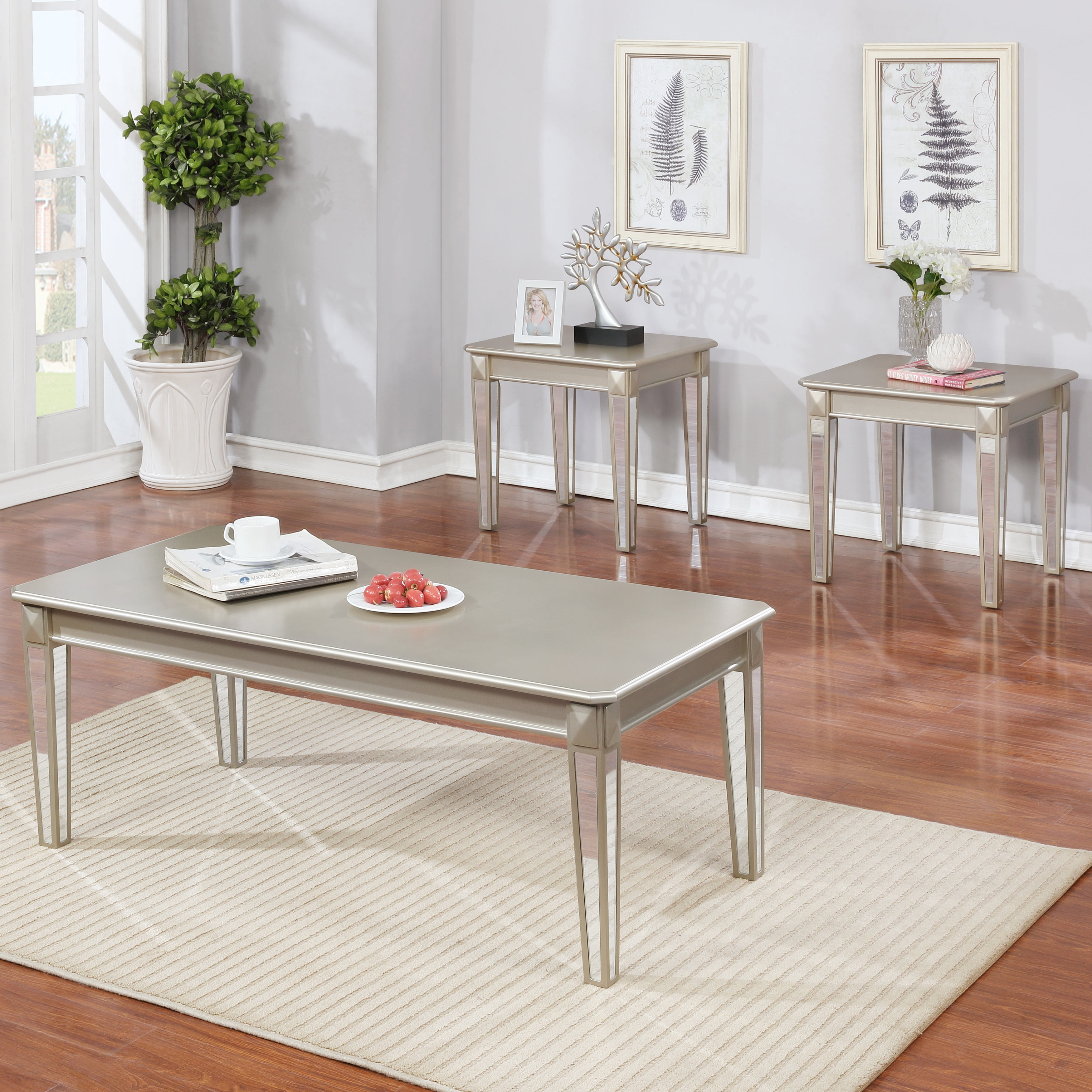 rooms to go 3 piece coffee table set