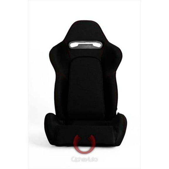 Cipher CPA1019 Black Cloth with Outer Red Stitching Universal Racing Seats, Sold as a Pair