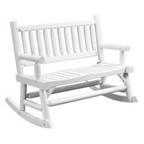 2-Person Wood Rocking Chair - Outdoor Loveseat for Patio, Garden - White - Heavy Duty 550lbs Capacity