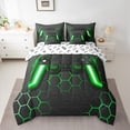 thumbnail image 2 of Castle Fairy Video Game Bedding Comforter Set 7pcs for Kids Teens Adults,Game Controller Teens Game Queen Bedding Sets Super Cozy,Geometric Hexagon Honeycomb Queen Sheet Sets,Super Cozy Room Decor, 2 of 8