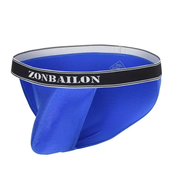 TANBOM Men's Bulge Enhancing Briefs Mesh Nylon Underwear Blue M 1-Pack