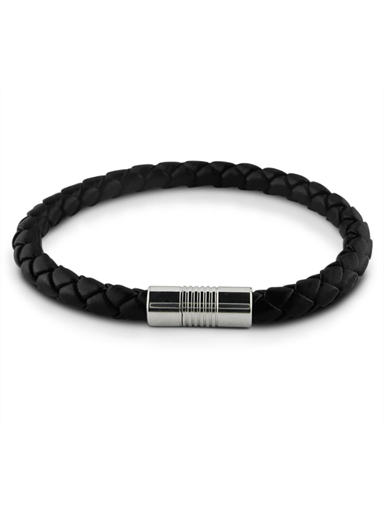 5mm Black Rubber Wristband Bracelet With Stainless Steel Magnetic Twist Clasp 