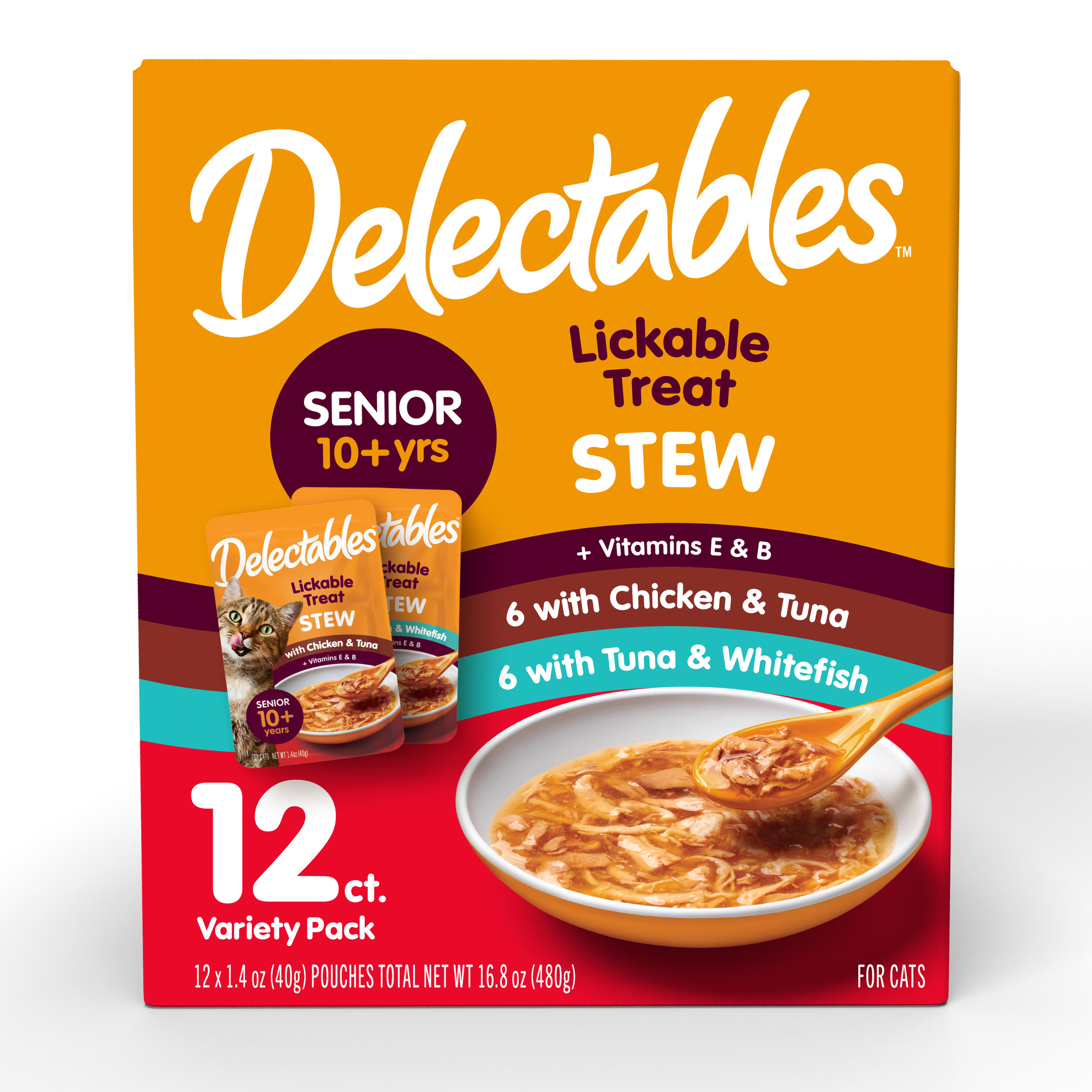 Delectables Stew Senior 10+ Cat Treats Variety Pack, 12 Pouches photo 1