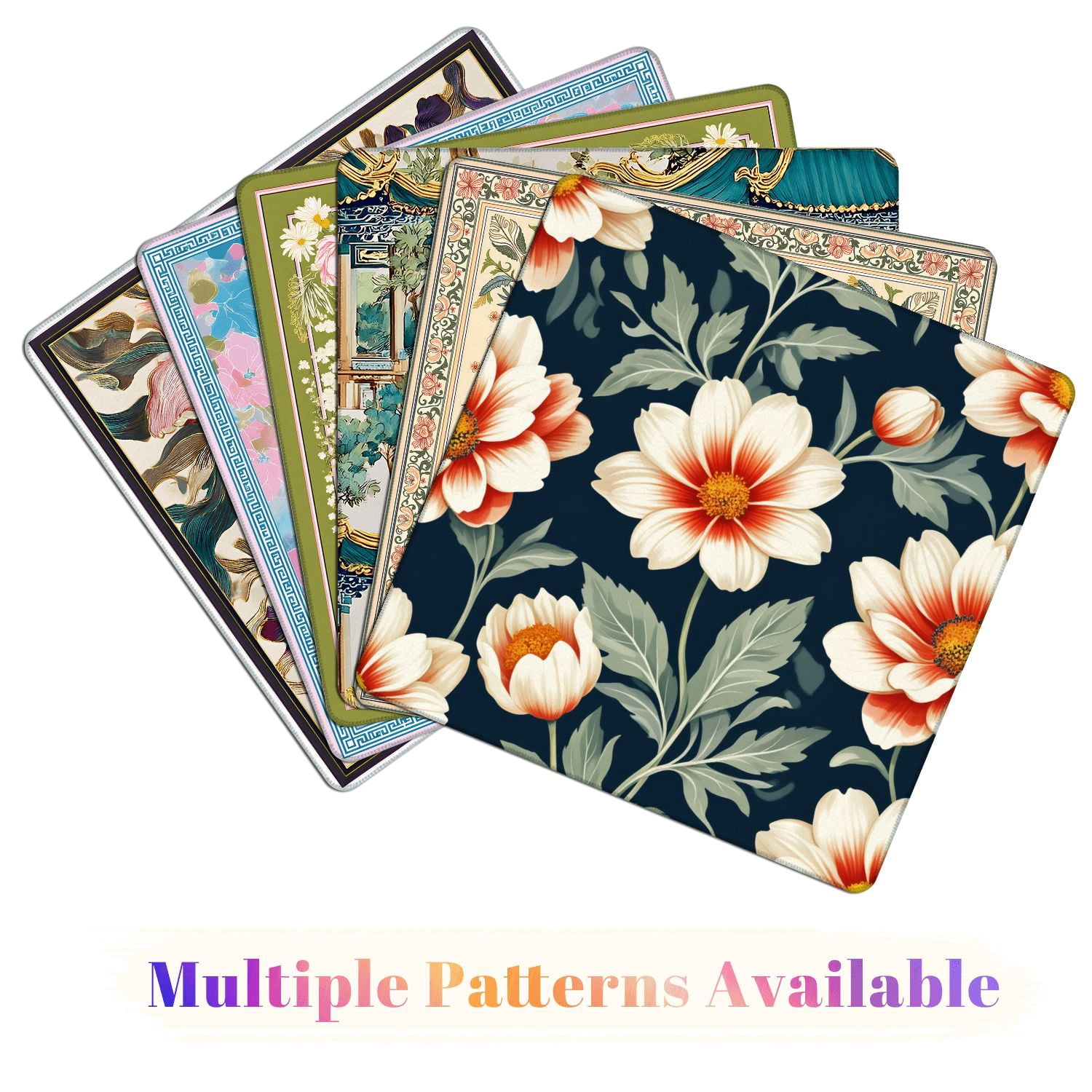 Mahjong Mat 31.5" x 31.5" Elegant Floral Cream Orange Flowers Dark Non-Slip Noise Reduction American Mahjong Tiles Table Cover for Dominoes Poker Card Board Games Gift