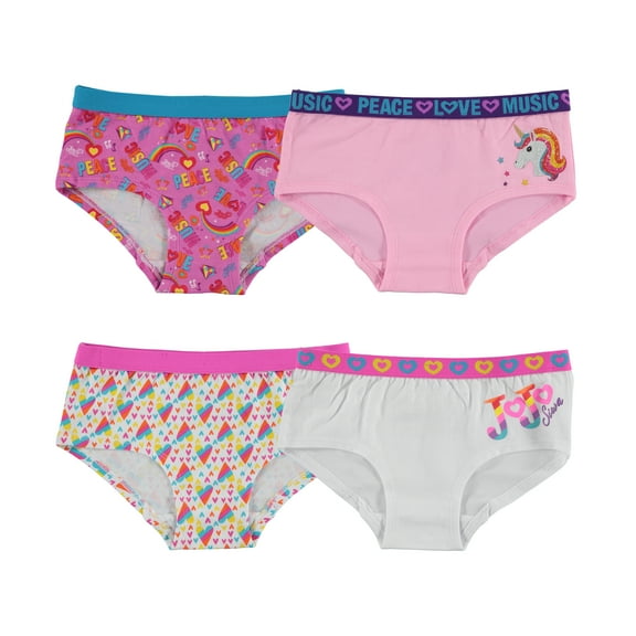 Jojo Siwa Girls Stretch Hipster Briefs Underwear, 4-Pack Sizes 6-10
