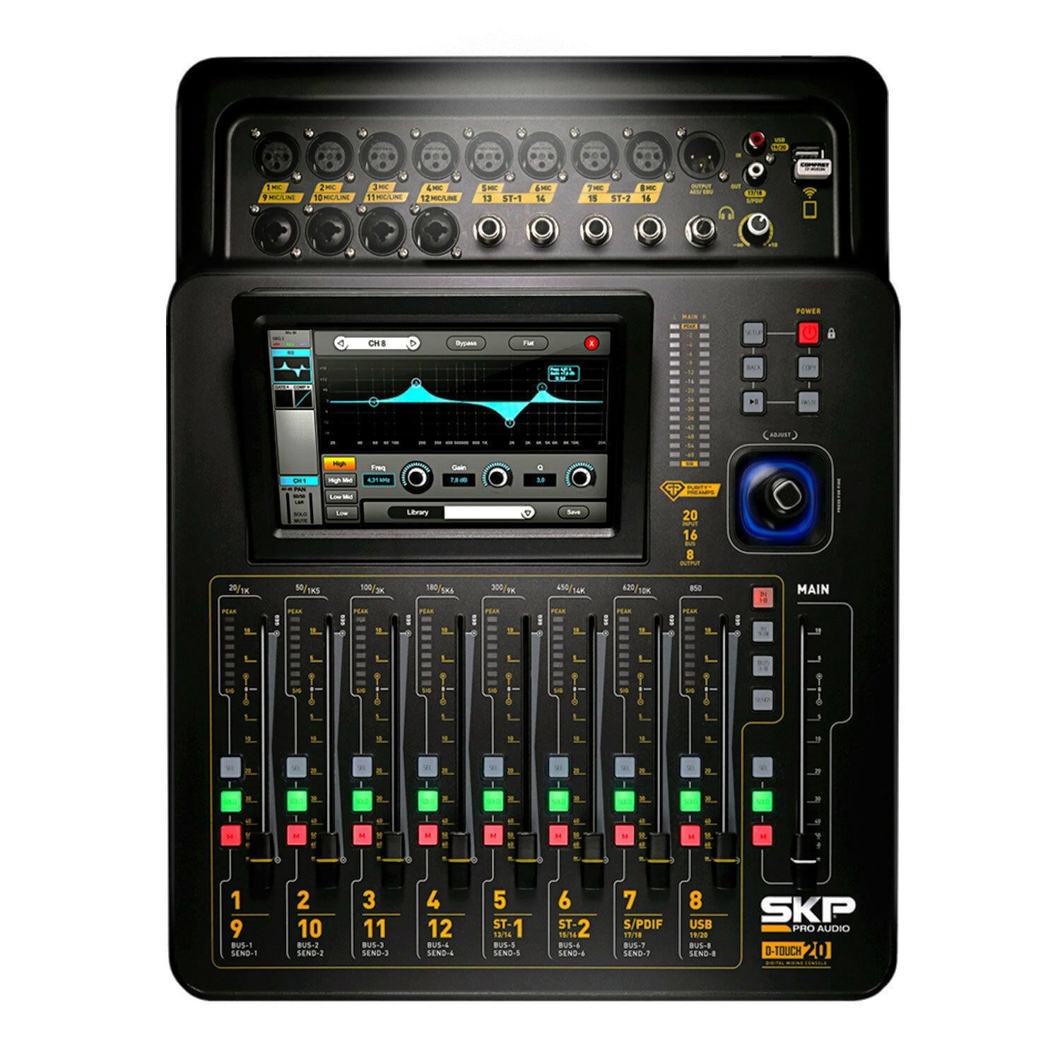 SKP Pro Audio DTouch 20 Digital Mixing Console Touchscreen WiFi 20Inputs/16Bus/8Outs