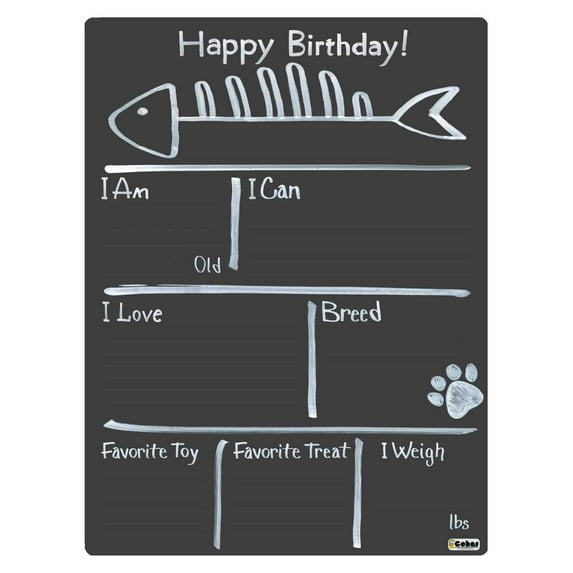 Cohas Fish Theme Pet Milestone Chalkboard, 12 by 16 inches, No Marker