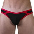thumbnail image 2 of khonts,Men's Sexy Mesh Briefs Breathable Pouch Underwear Striped Elastic Waistband Classic Underpants Red M, 2 of 4