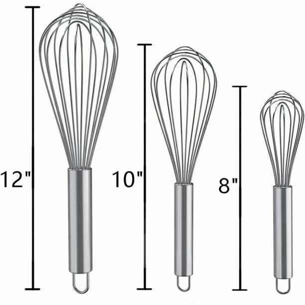 Ouddy Stainless Steel Whisk Set 8+10+12, Kitchen Whisk Balloon Whisks  for Cooking Egg Beater Wire Wisk Wisking Tool for Blending Whisking Beating  Stirring Ba…