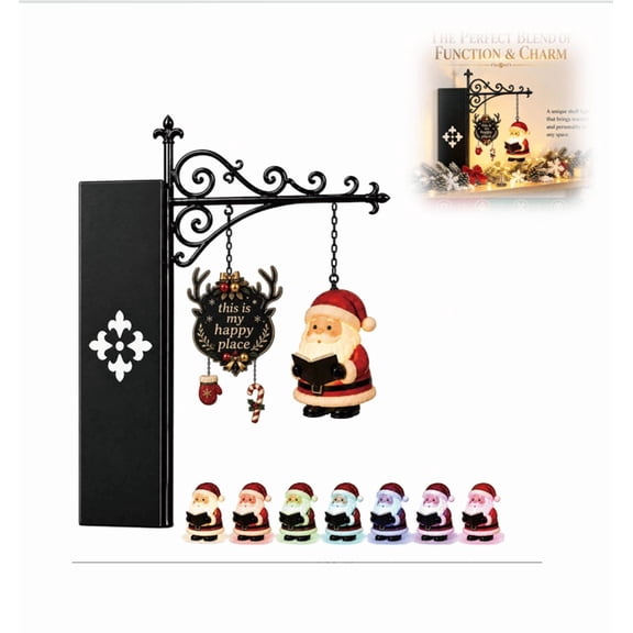 Christmas Bookshelf Light Decor, LED Library Lamp with 7 Colors Lighting Effects, USB Rechargeable Shelf Light for Book Nook and Home Decoration