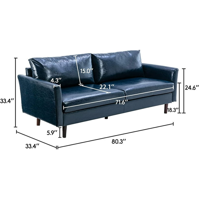 Dropship Teal Faux Leather Sofa, Modern 3-Seater Sofas Couches For Living  Room, Bedroom, Office, And Apartment With Solid Wood Frame to Sell Online  at a Lower Price