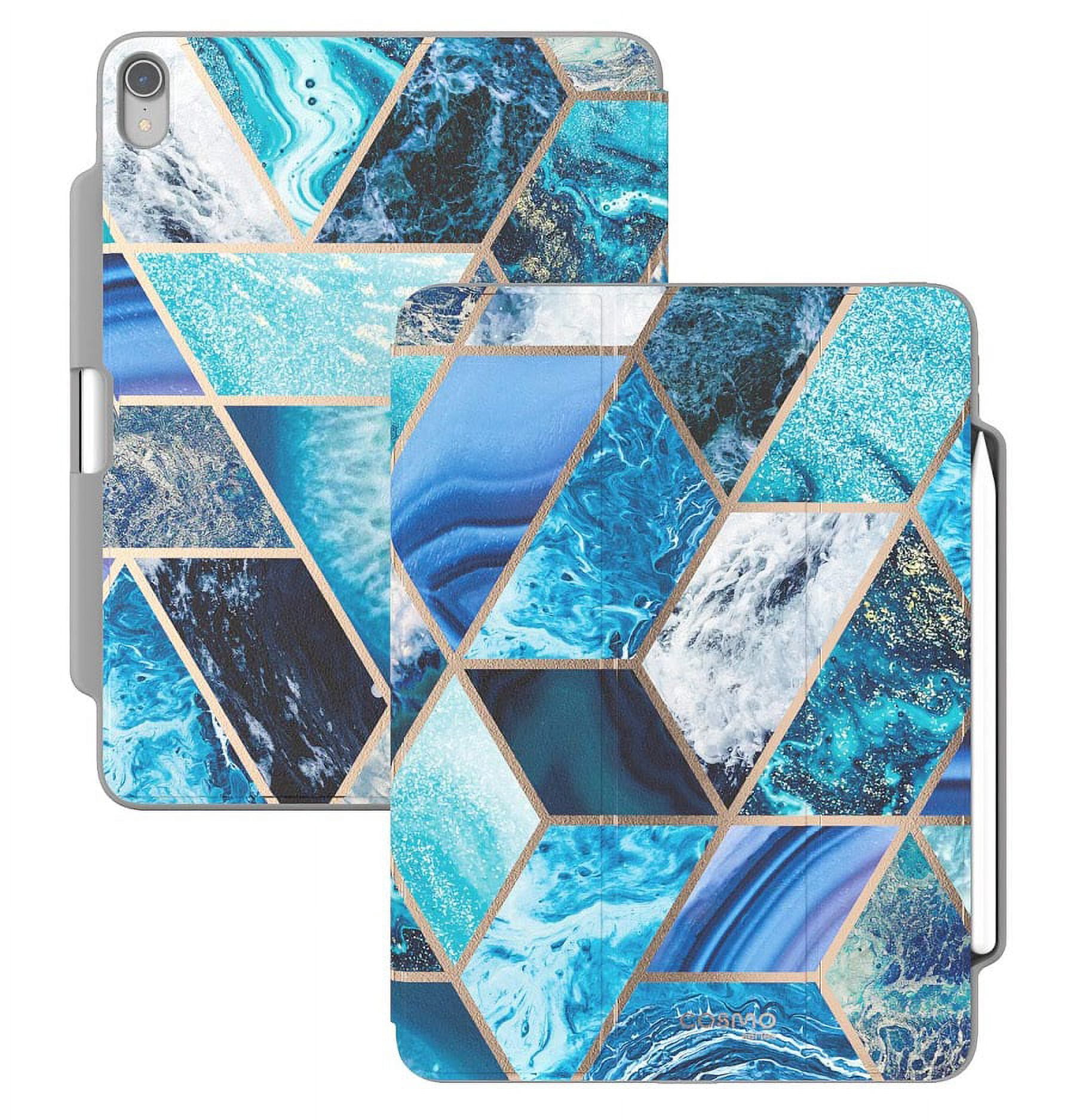 New iPad Pro 12.9 Inch Case, i-Blason [Cosmo] Full-Body Trifold Stand Protective Case Cover with Auto Sleep/Wake & Pencil Holder for Apple iPad Pro 12.9 Inch 2018 Release (Blue)