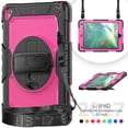 thumbnail image 2 of Case for iPad 6th / 5th Gen (2018 2017) / iPad Air 2 / iPad Pro 9.7 inch with Screen Protector, 360 Degree Rotating Kickstand Hand Strap Shockproof Cover with Shoulder Strap, Rose PC, 2 of 7