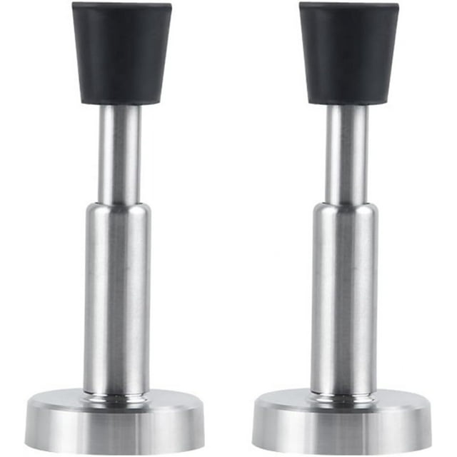 Butée Hydraulique pour Porte - Acier Inoxydable 103mm avec Caoutchouc, Réglable 0-83mm, Installation Double : Vis & Auto-Adhésif, Argent/noir/or, Résistant aux Rayures, Protection Murale & Panneau de Porte, Lot de 2