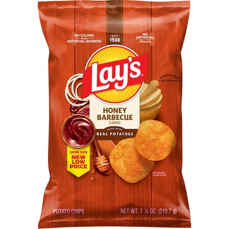 Lay's Honey Barbecue Potato Chips Bag, 7.5 oz