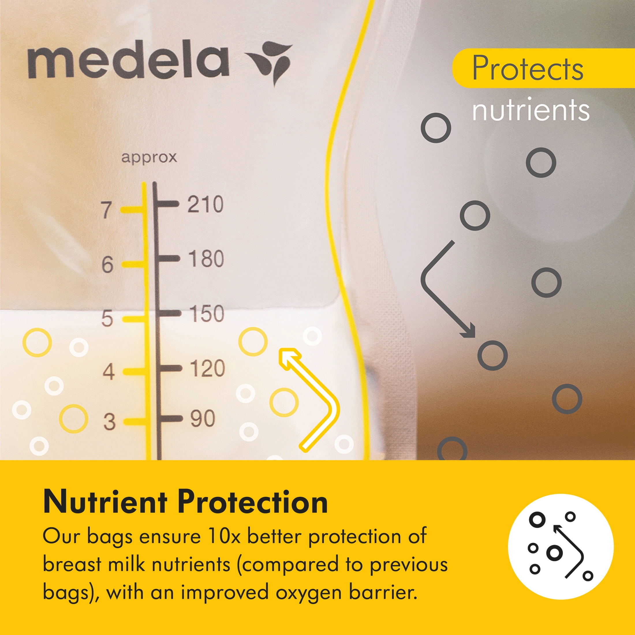 Medela Easy Pour Disposable Breast Milk Storage Bags, 7oz/210ml, 200ct