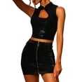 thumbnail image 4 of INSPIRE CHIC Sleeveless Cut Out Front Crop Tank Top for Women's Slim Fitted Sequins Top XS Black, 4 of 5