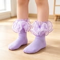thumbnail image 7 of Girls Princess Ruffle Lace Ankle Socks, Cute Organza Frilly Trim Short Socks, Kids Ballet Dance Dress Socks, Soft Breathable Cotton Fashion Party Costume Socks for Girls Purple 2XS, 7 of 7