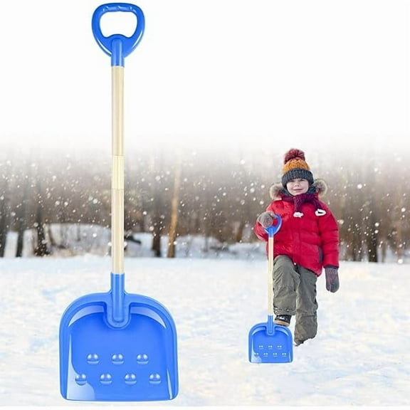 1PCS Kids Snow Shovel, 22"-32" H Detachable Wooden Childs Snow Shovel with Plastic D-Grip Handle and Scoop Winter Children Shovel Blue Toddler Shovels Outdoor Play Snow Gift for Boy Girl Snow Removal