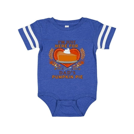 

Inktastic I m Just Here for Dad s Pumpkin Pie with Hearts and Leaves Gift Baby Boy or Baby Girl Bodysuit