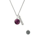 thumbnail image 2 of Delight Jewelry Silvertone Round - Imitation Cat's Eye - Purple - Silvertone Mother Daughter Bar Charm Necklace, 23", 2 of 4