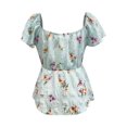 thumbnail image 4 of Floral Smocked Peplum Blouse with Cap Sleeves, 4 of 6