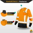 thumbnail image 4 of KwikSafety (Charlotte, NC) MECHANIC Long Sleeve Safety Shirt (w/POCKET & Black Trim) Class 3 ANSI OSHA Custom High Visibility Reflective Tape Construction Security Hi Viz Clothing Men | Orange 2XL, 4 of 7