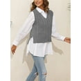 thumbnail image 5 of Women V Neck Sweater Vest Sleeveless Knit Solid Casual Ribbed Preppy Pullover Tops, 5 of 6