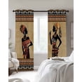 thumbnail image 4 of African Black Women Blackout Curtains for Bedroom Living Room Darkening Curtains 84 Inch Length 2 Panels Set Boho Ethnic Tribe Vintage Brown Window Curtain Window Treatment Grommet Drapes 52"x84", 4 of 9