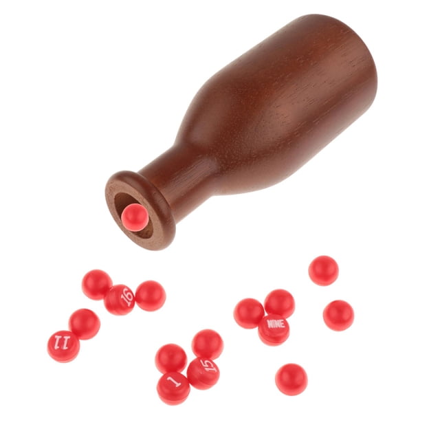 harper Pool Snooker Shaker Bottle Set with 16 Numbered Scoring Balls Versatile Billiard Dark Brown